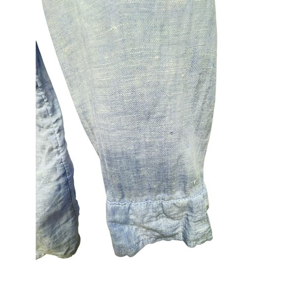 Rachel Zoe Womens 100% Linen Button-Down Shirt Size 1X Light Blue Coastal Beach - Picture 12 of 12